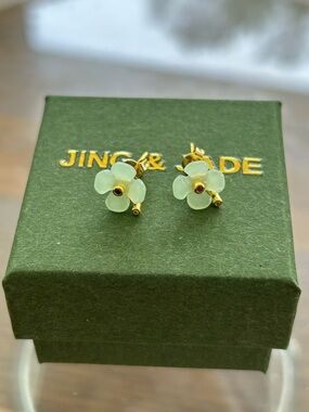 Lucky Four-Leaf Clover Jade  Earrings
